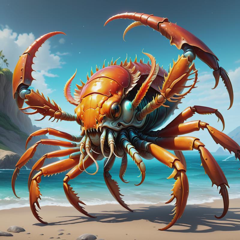 00454-[number]-3243620345-((best quality)), ((masterpiece)), ((realistic,digital art)), (hyper detailed),Gigantic Luminous Rhythmic Gritty Crustacean, Bip.png